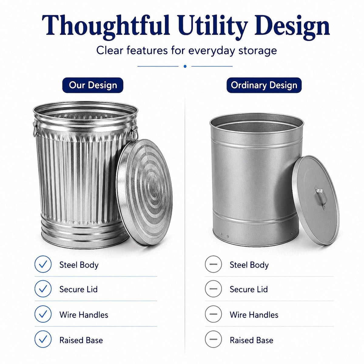Galvanized Steel Trash Can with Locking Lid K48684