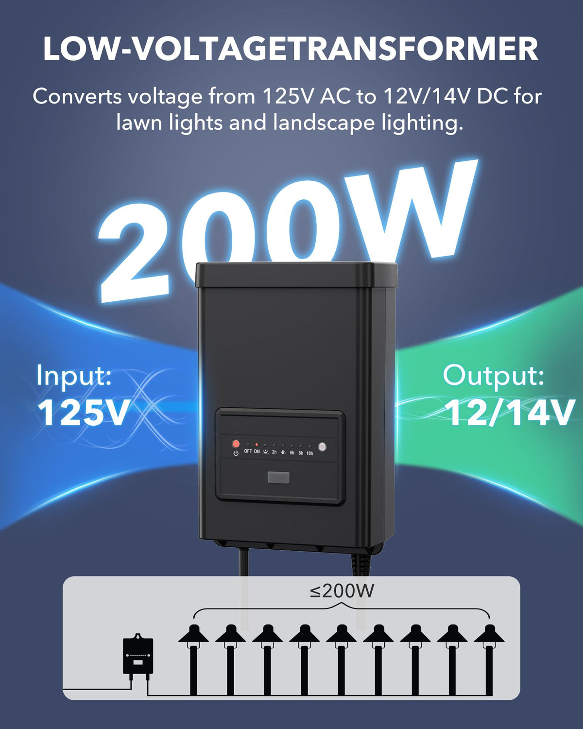 200W Low Voltage Landscape Transformer C3380