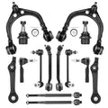 Upper and Lower Control Arms Suspension Kit with Ball Joints Tie Rod End 14pcs E53117