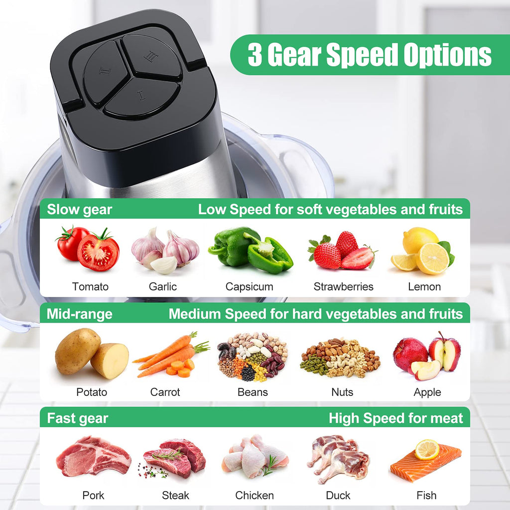 Food Processor 500W Meat Grinder 14Cup Stainless Steel Bowl A835619