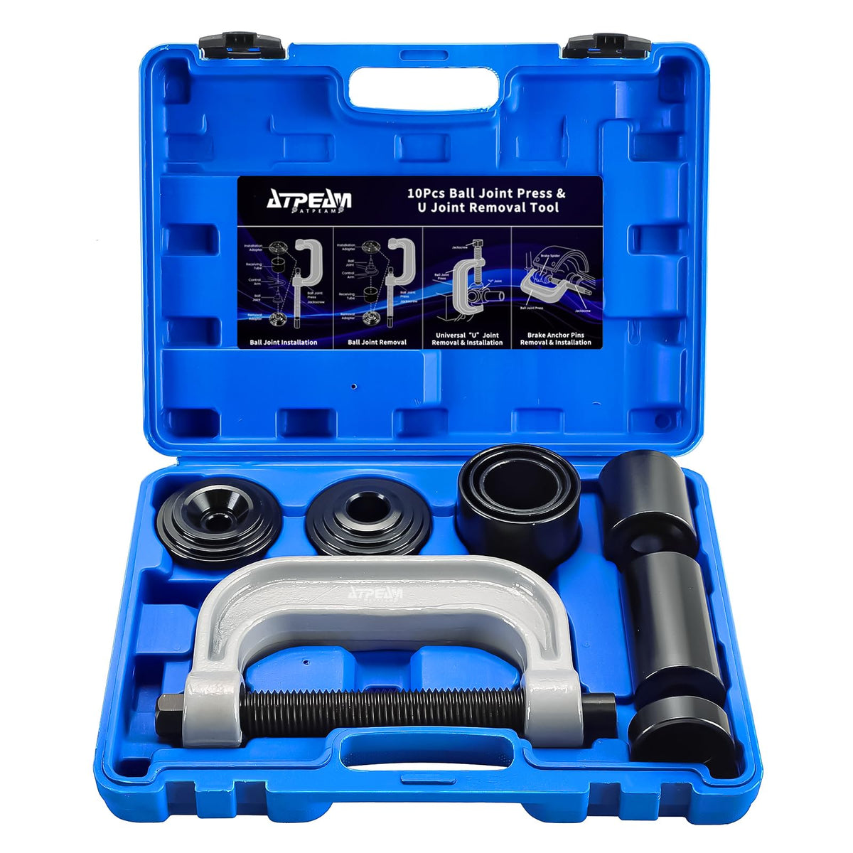10pcs Ball Joint Press Kit U Joint Removal Tool with 4x4 Adapters Q830