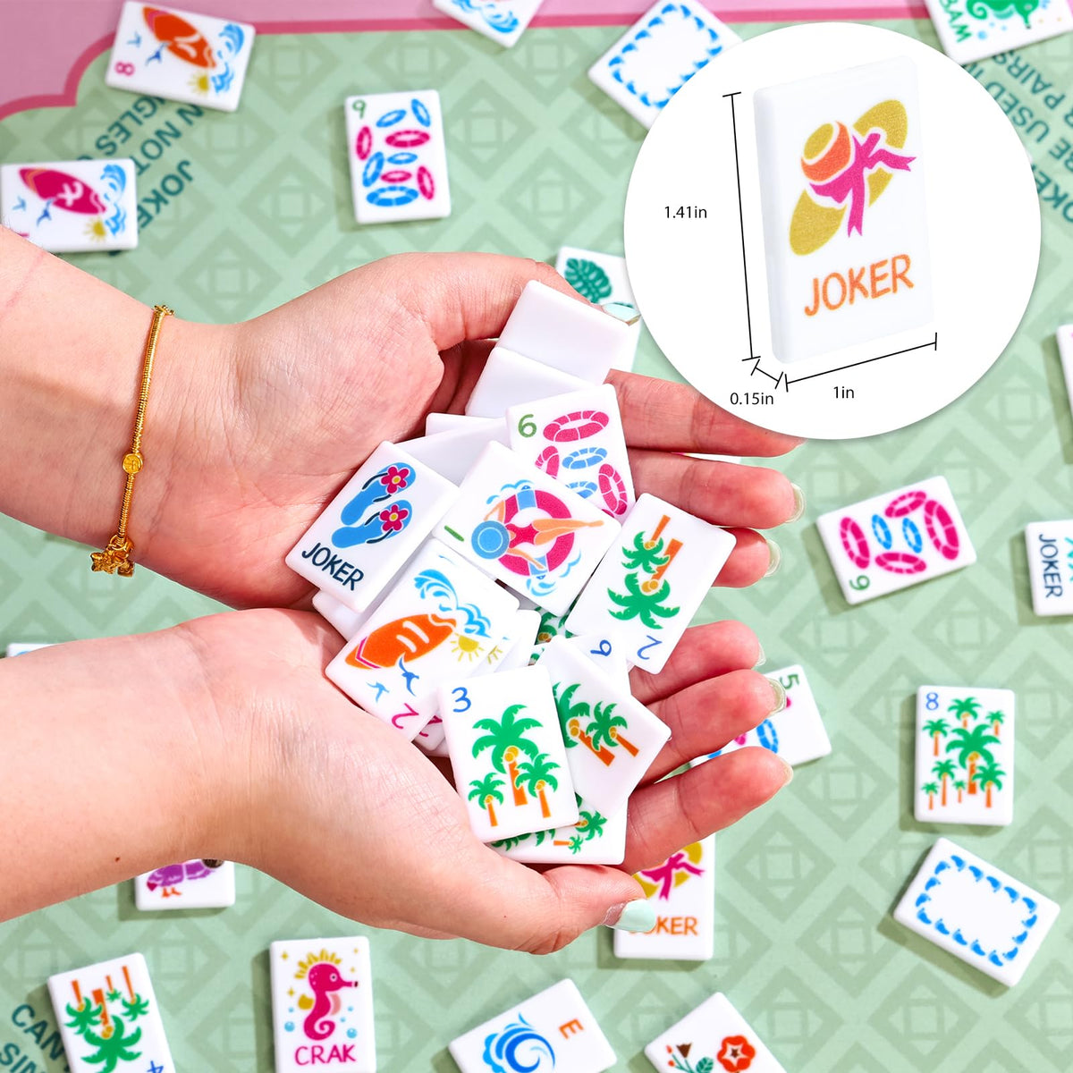 160 Tiles Thin Plastic Mahjong Set with Bag and 4 Racks V36462