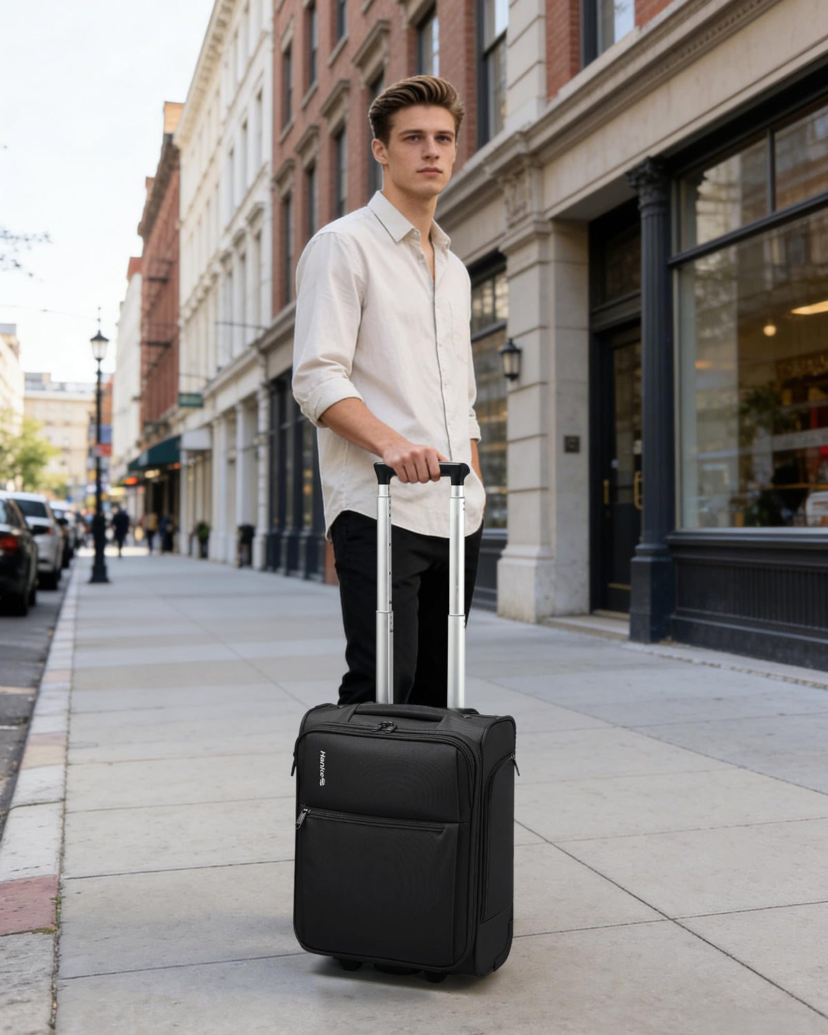 17 Inch Black Underseat Carry On Luggage with Wheels P842607