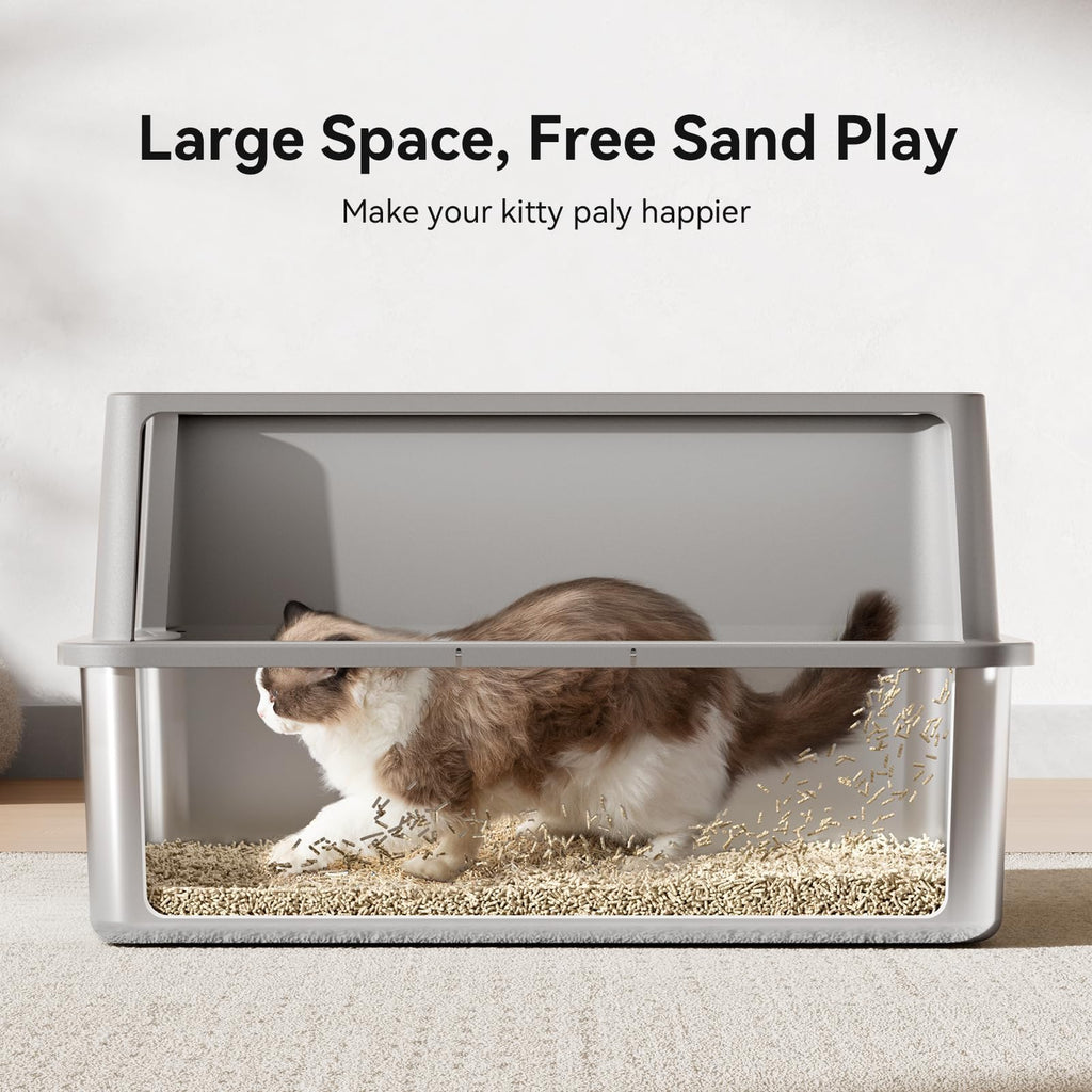 2 Pack 28" Extra Large Stainless Steel Cat Litter Boxes with Lid M15859