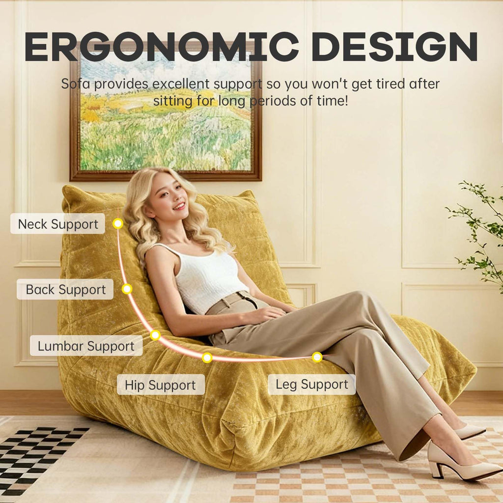 Yellow Memory Foam Bean Bag Chair J39074