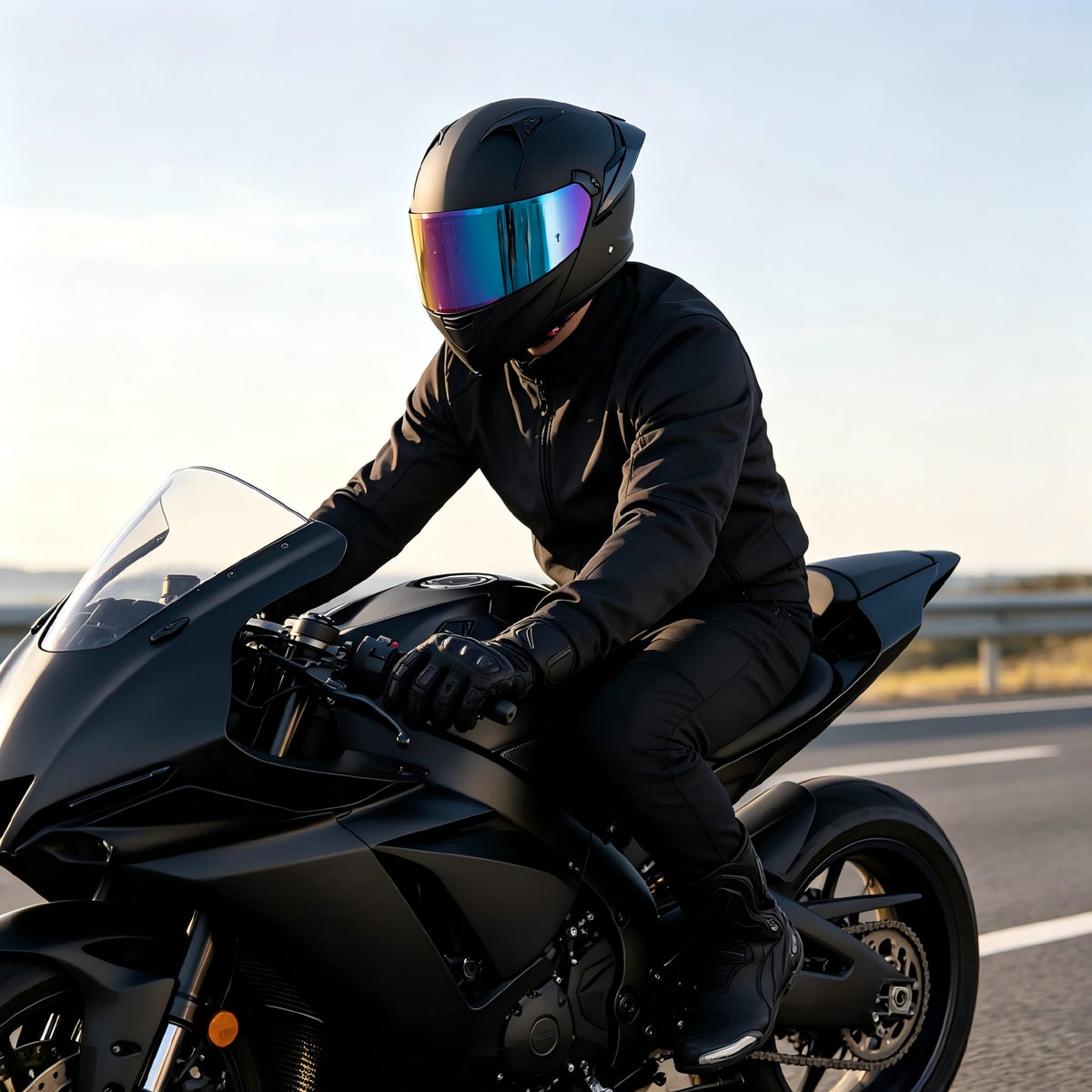 Modular Motorcycle Helmet Dual Visor Flip Up Full Face Matte Black XXL G89196