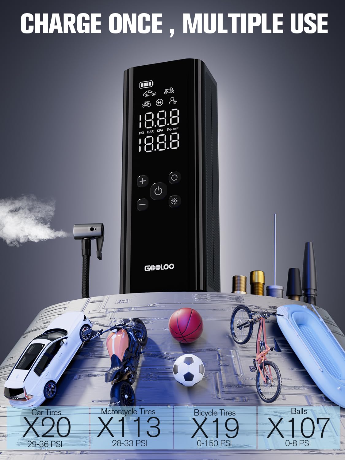 Tire Inflator Portable Air Compressor 150 PSI P53348