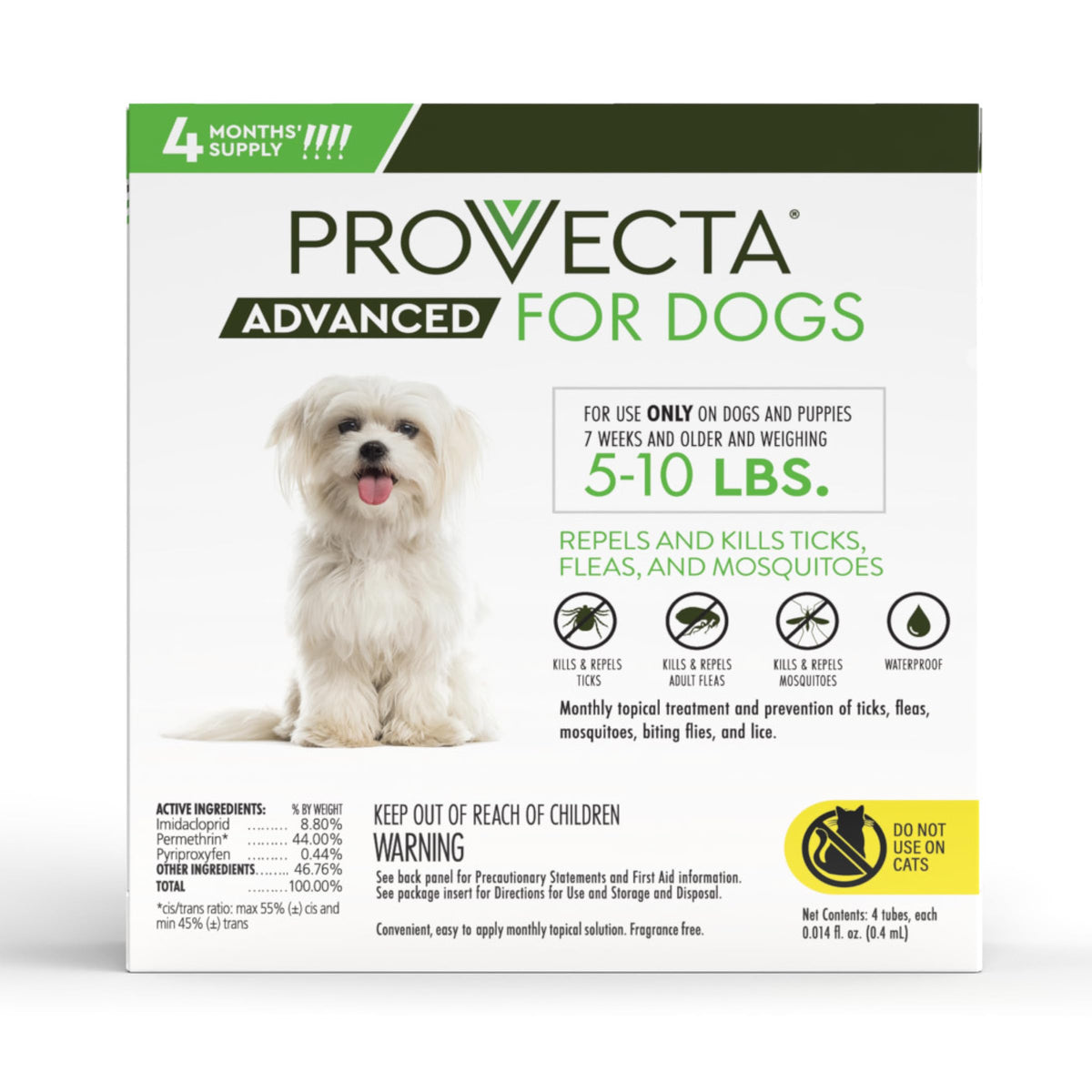 Flea & Tick for Small Dogs 5-10 lbs, 4-Month Supply D336135