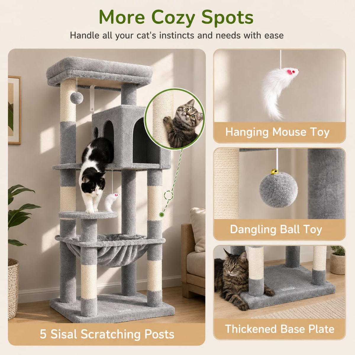 Cat Tree Tower with Scratching Post N46377
