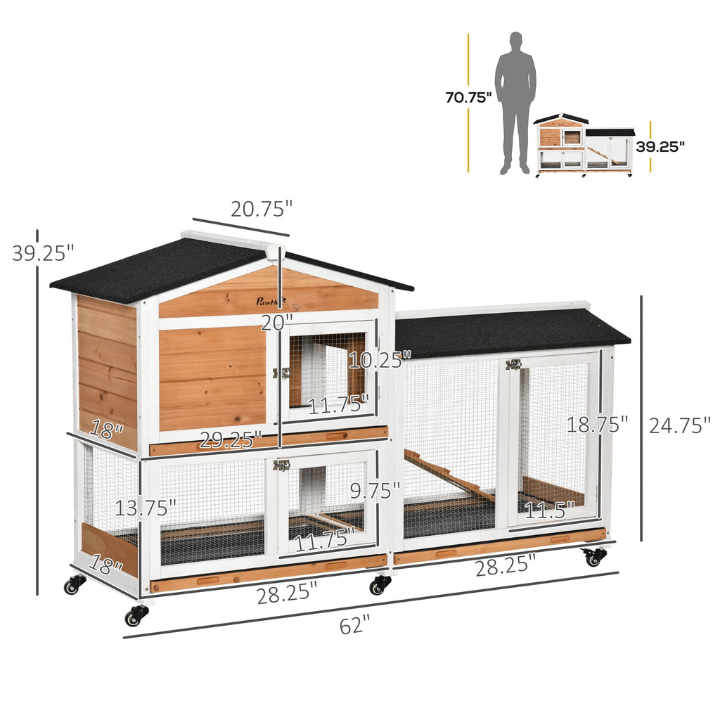 62" Rabbit Hutch with Wheels Q6588
