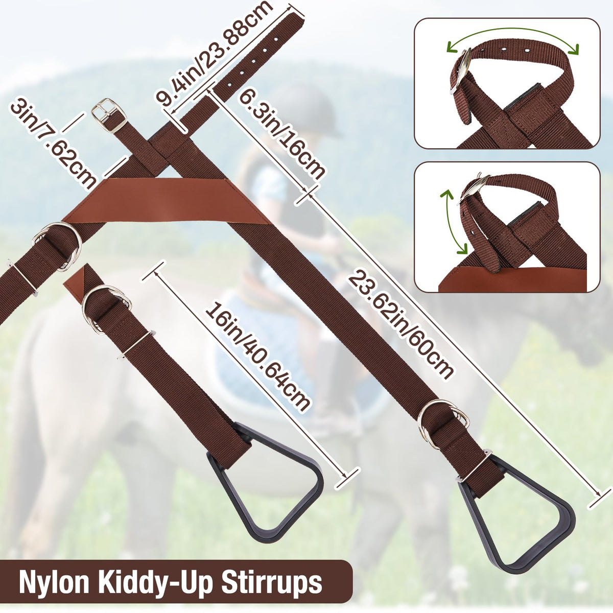 Kids Adjustable Nylon Straps Stirrups T26433
