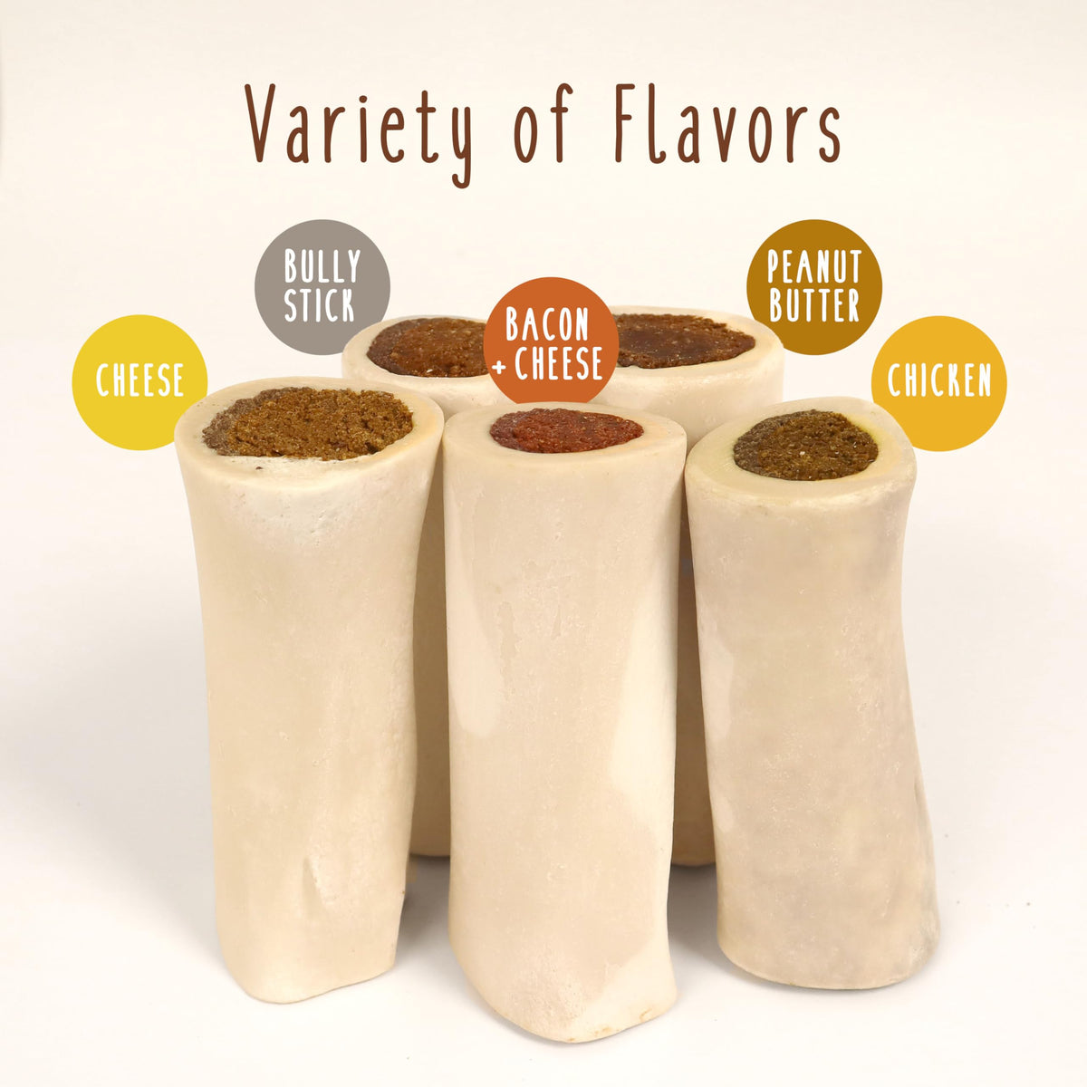 Peanut Butter Flavor Large Stuffed Shin Bones for Dogs A875