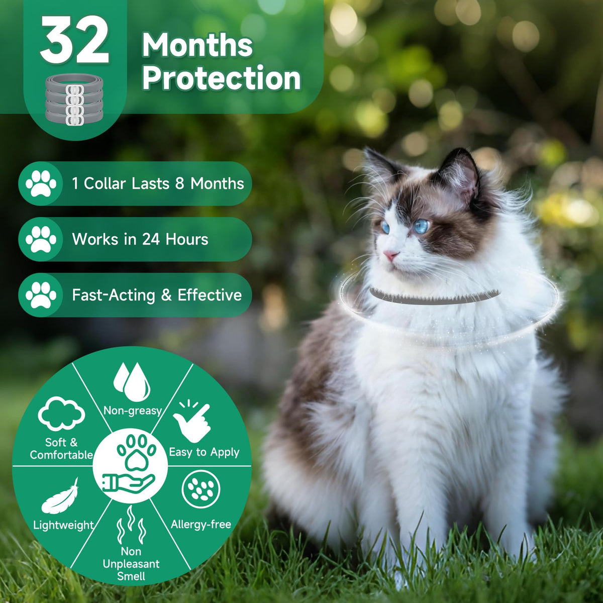 Grey 4-Pack Cat Flea and Tick Collar F707158