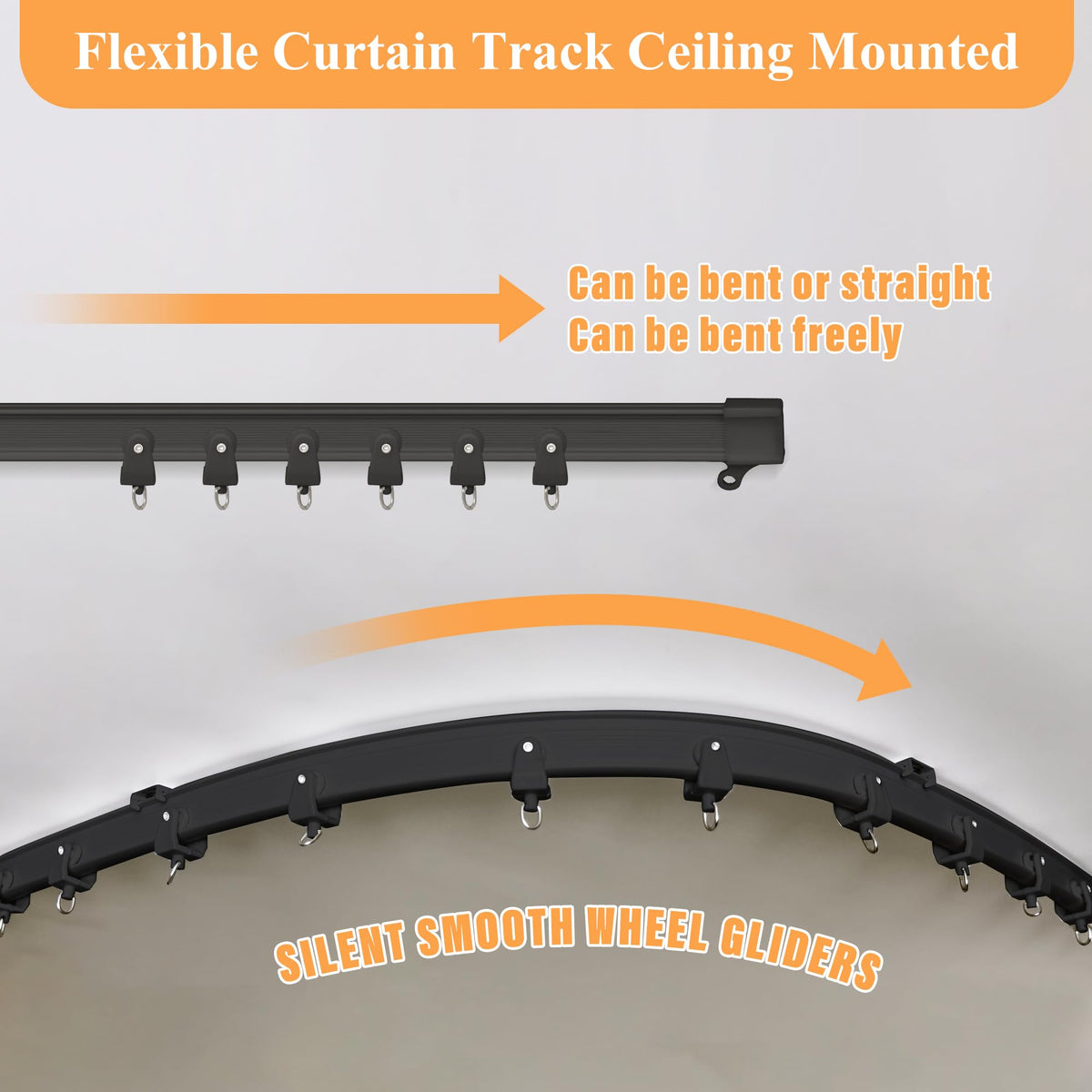 Blackout Room Divider Curtains with Ceiling Tracks Set D56396