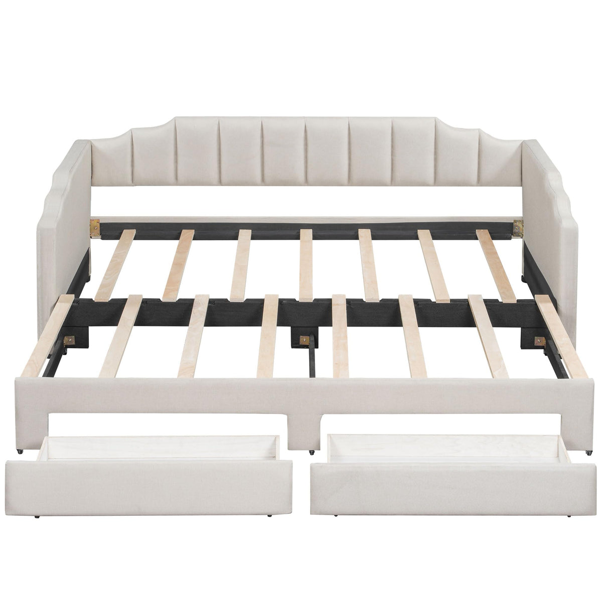 Twin XL Upholstered Daybed with Trundle and 2 Drawers W99583