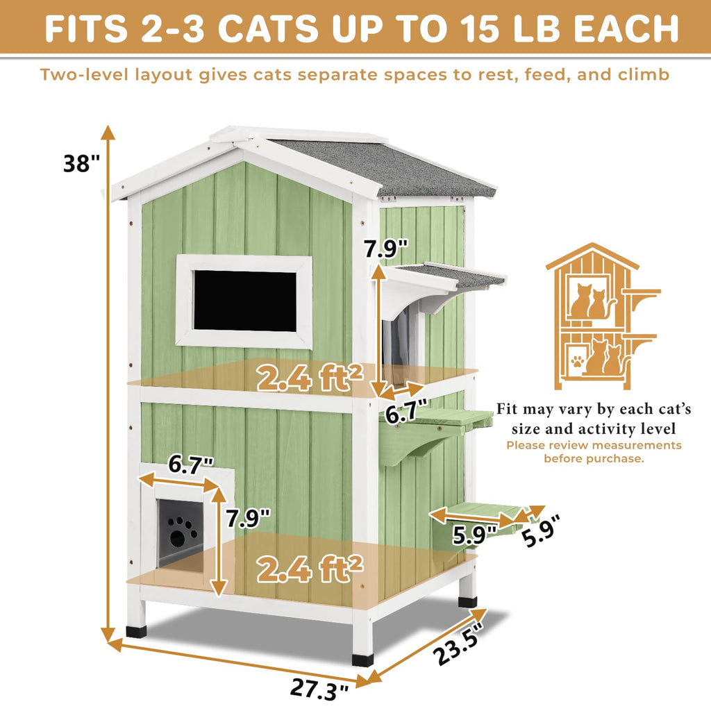 Weatherproof Wooden Outdoor Cat House Q8294