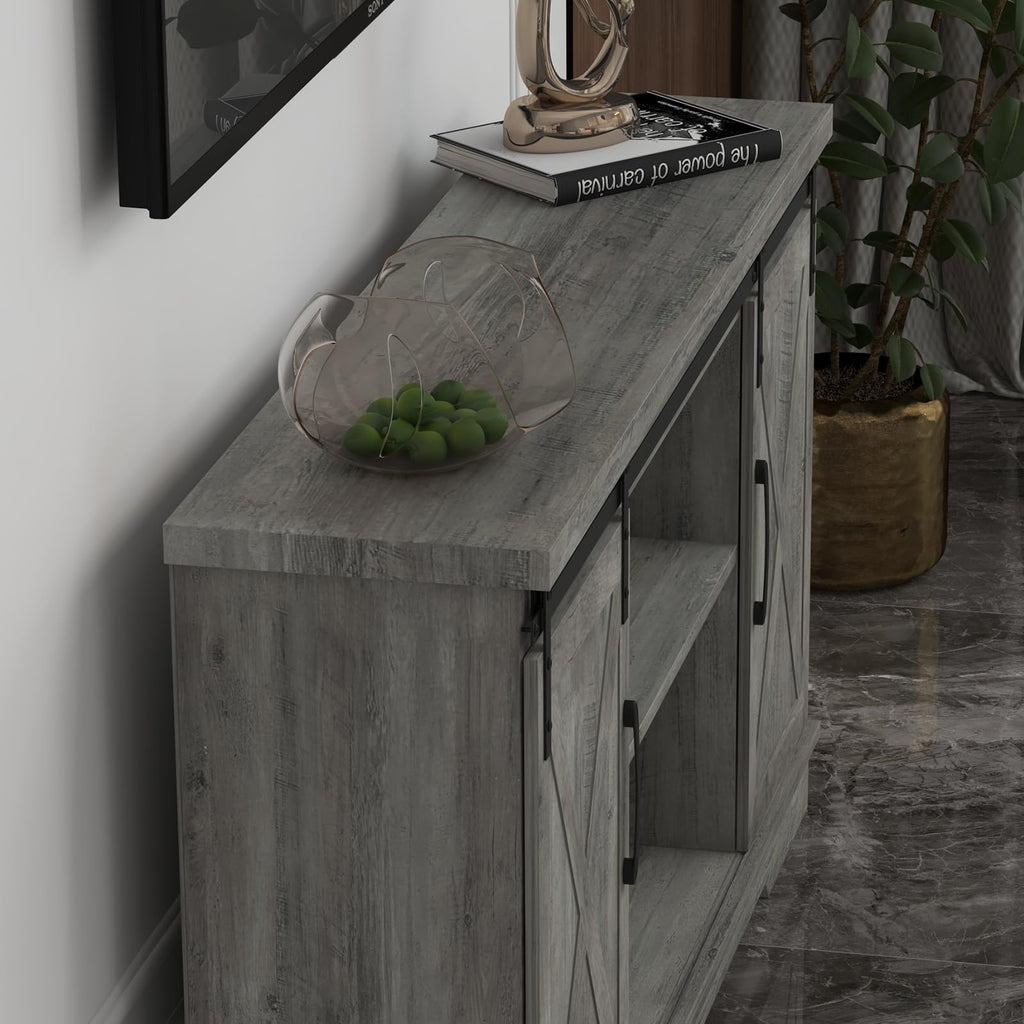 65 Inch TV Stand with Sliding Barn Doors C4624