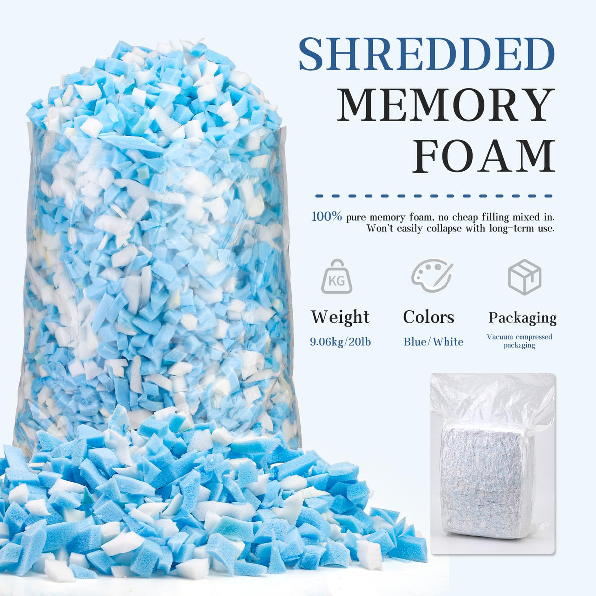 20LB Shredded Memory Foam Filler S5095