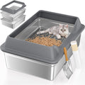 XXXL Stainless Steel Sifting Litter Box with Lid Q161