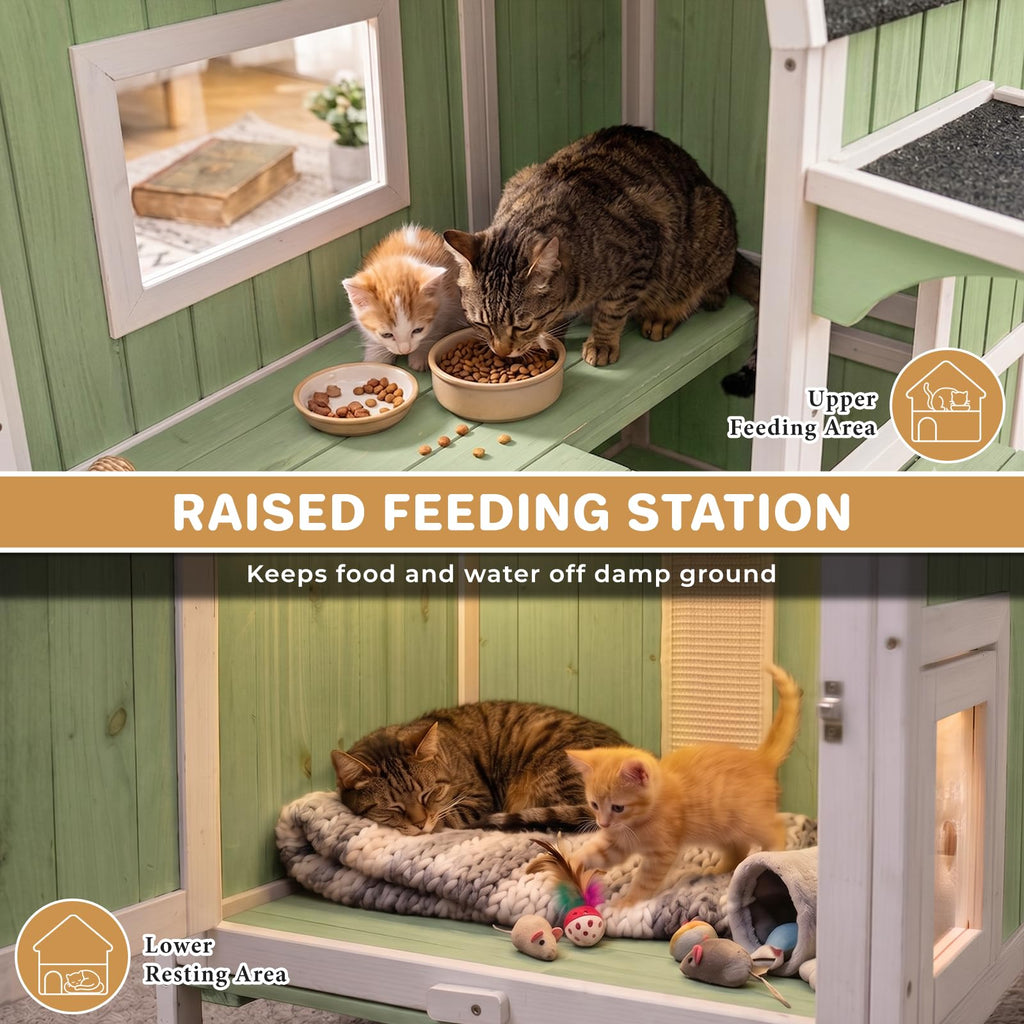 Weatherproof Wooden Outdoor Cat House Q8294