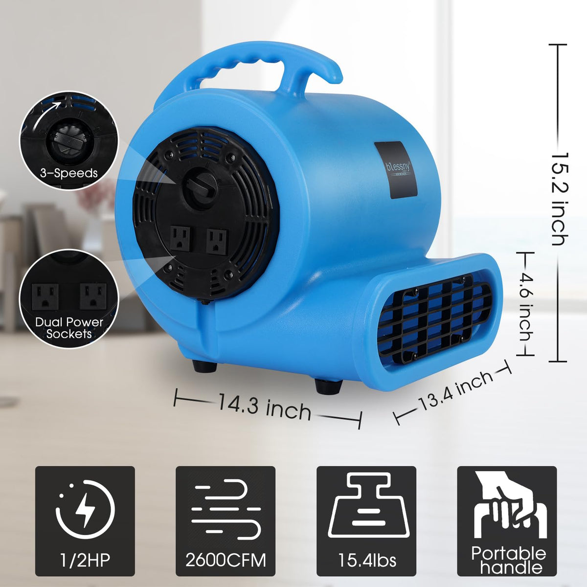 1/2 HP Carpet Dryer Air Blower Fan M8641