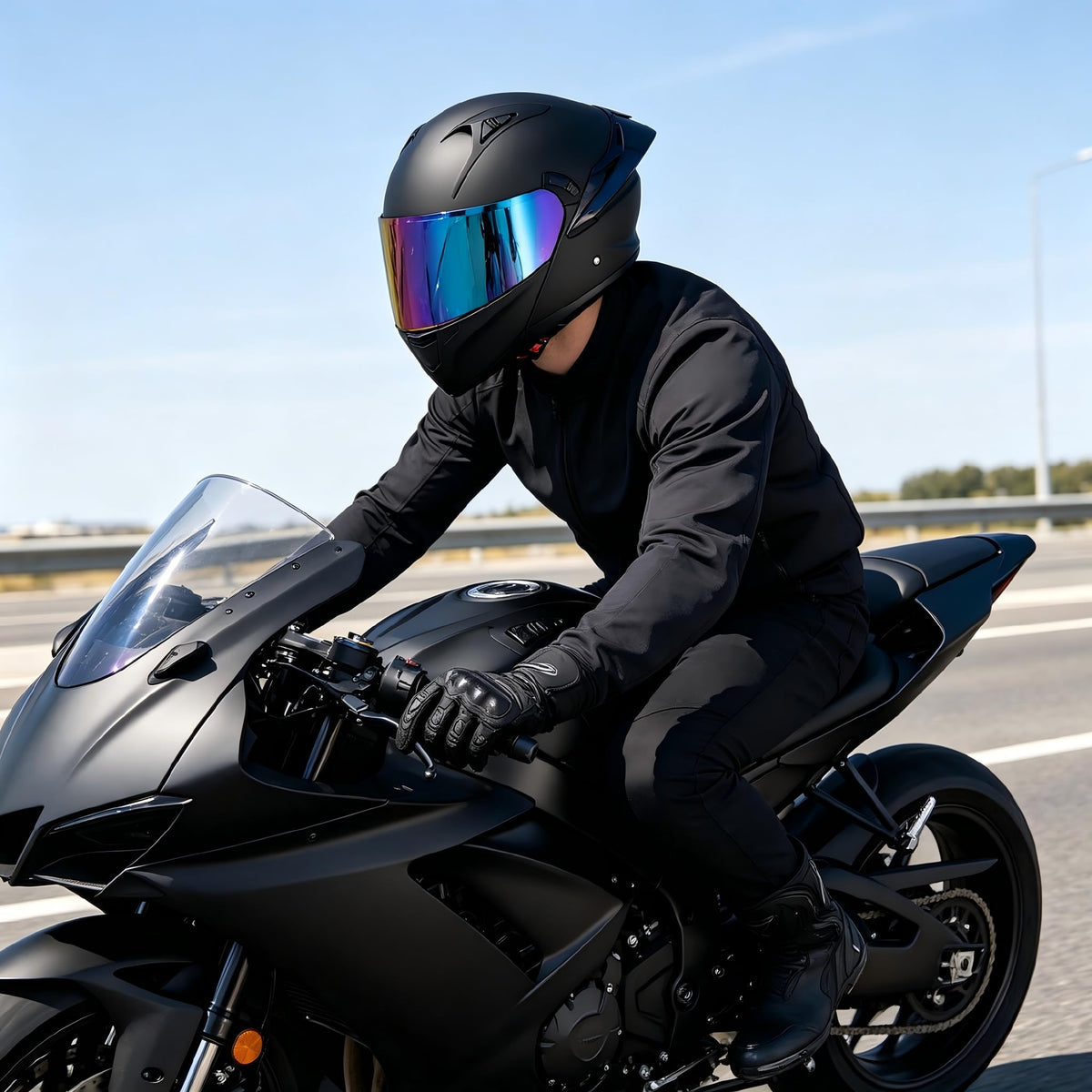 Modular Motorcycle Helmet Dual Visor Flip Up Full Face Matte Black XXL G89196