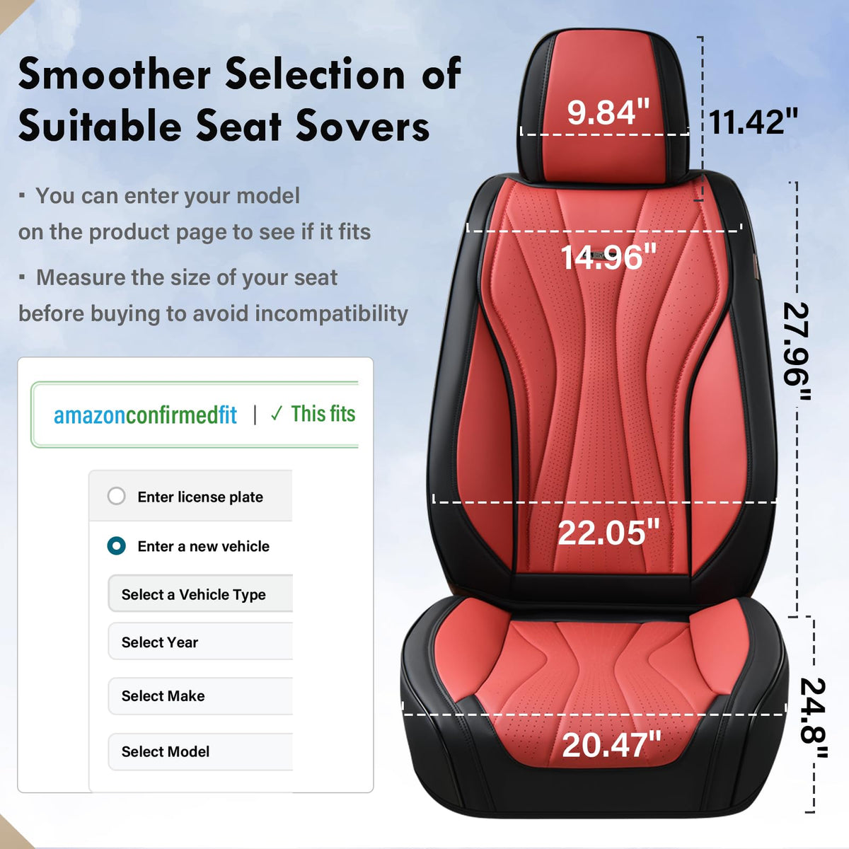 Black Red 2 Pack Leather Car Seat Covers R456358