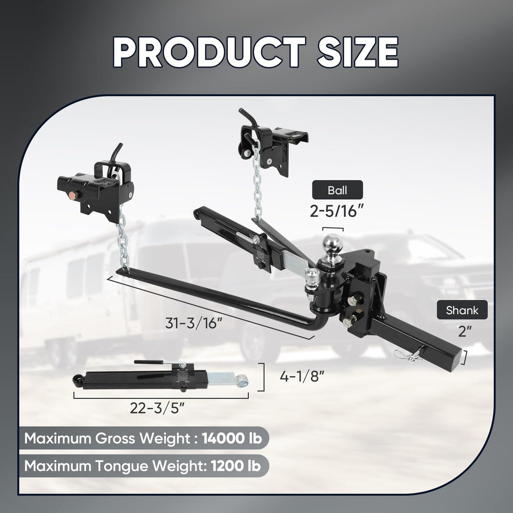 Weight Distribution Hitch with Sway Control 14000lbs 2-in Shank R3409