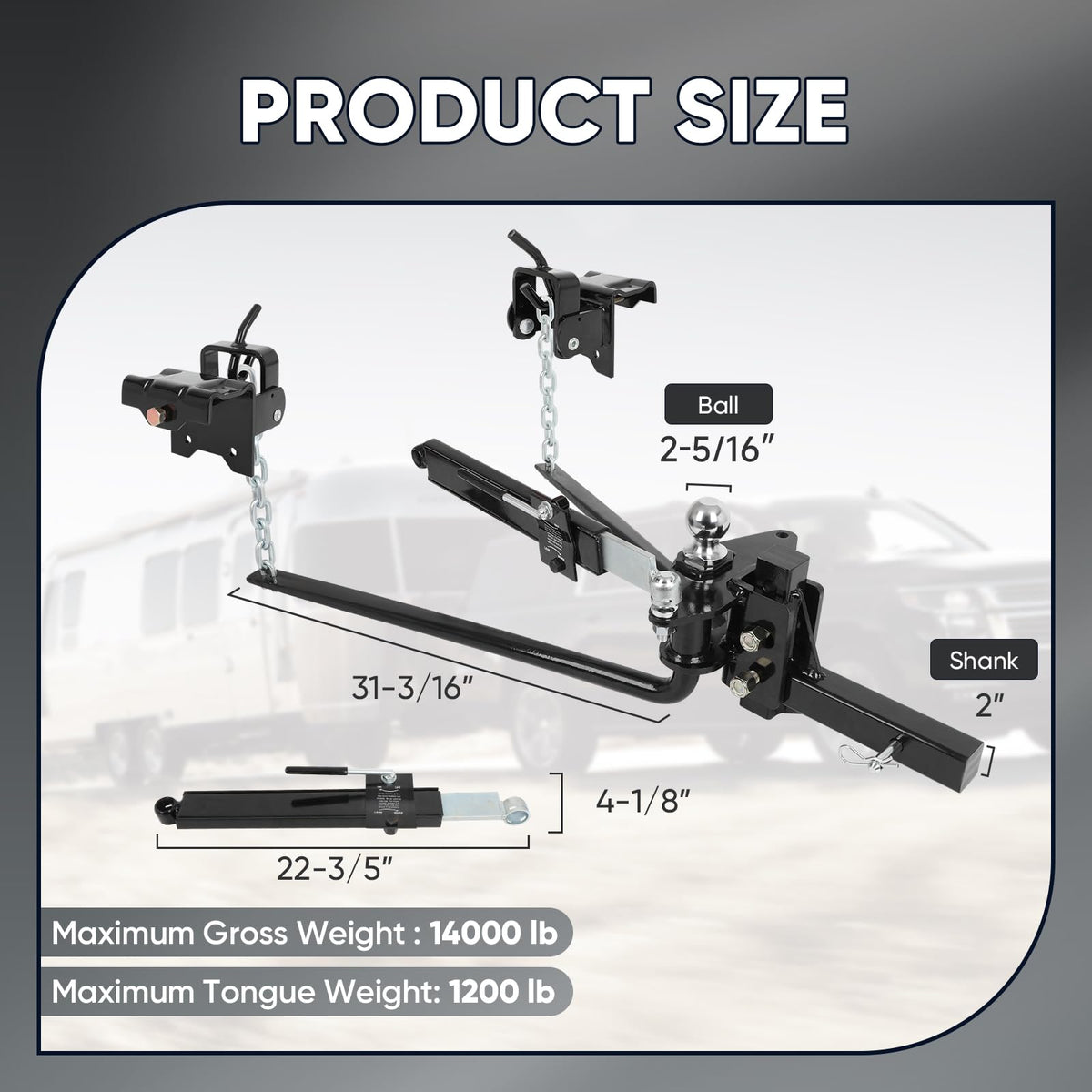 Weight Distribution Hitch with Sway Control 14000lbs 2-in Shank R3409