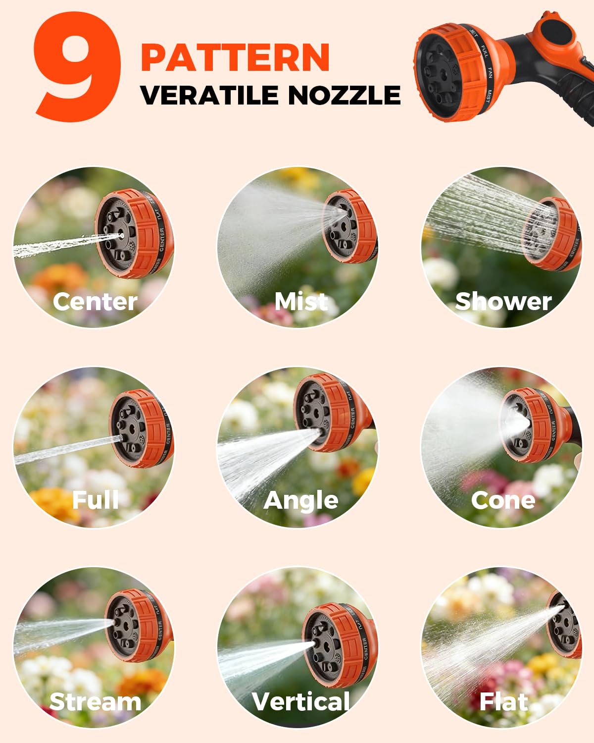 Retractable Garden Hose Reel 100 ft 1/2 Inch with 3-Layer PVC Hose T431