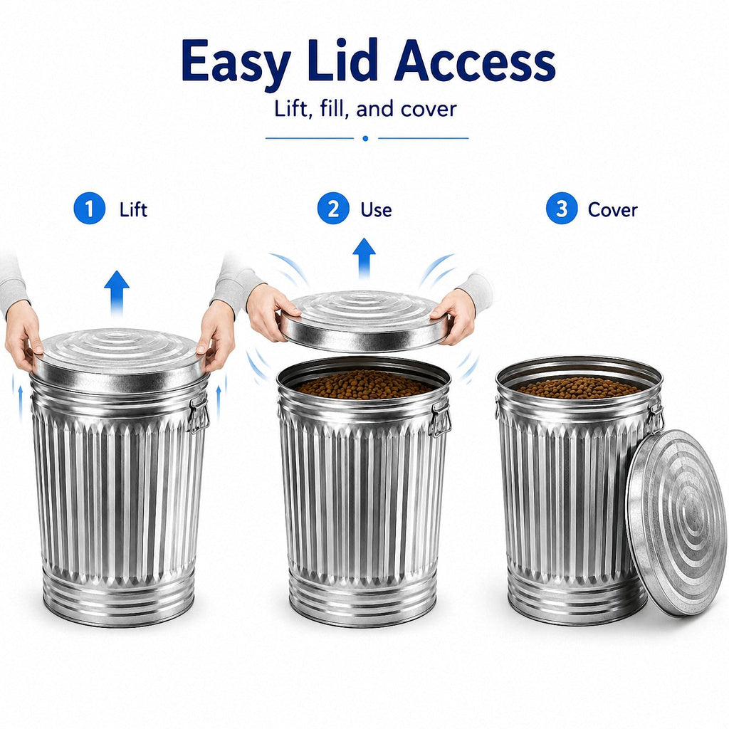 Galvanized Steel Trash Can with Locking Lid K48684