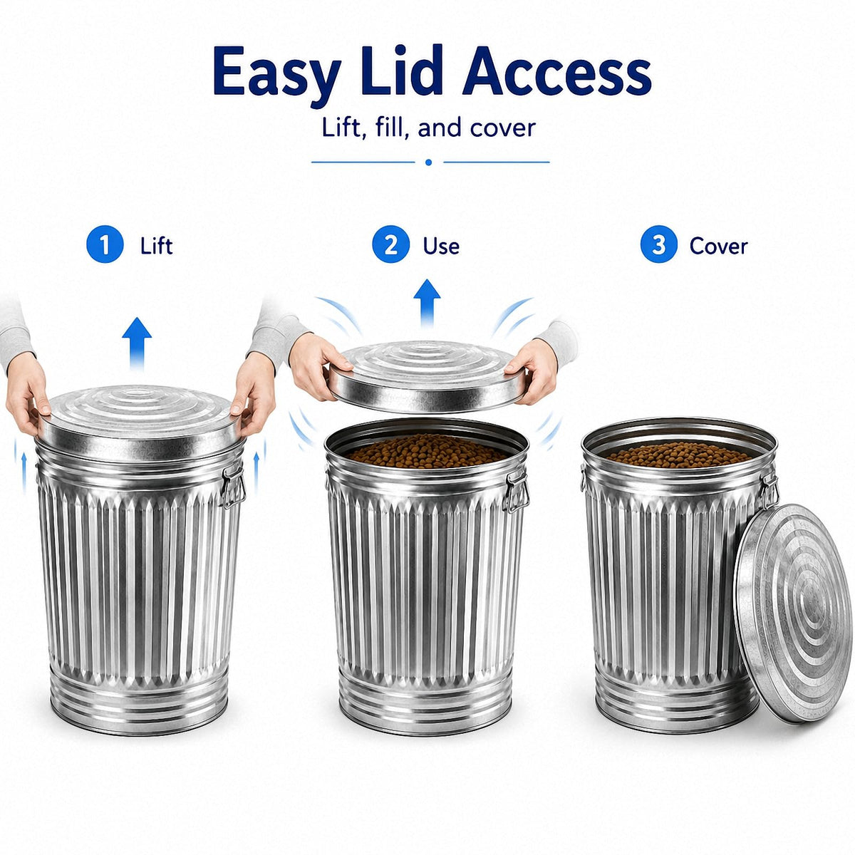 Galvanized Steel Trash Can with Locking Lid K48684
