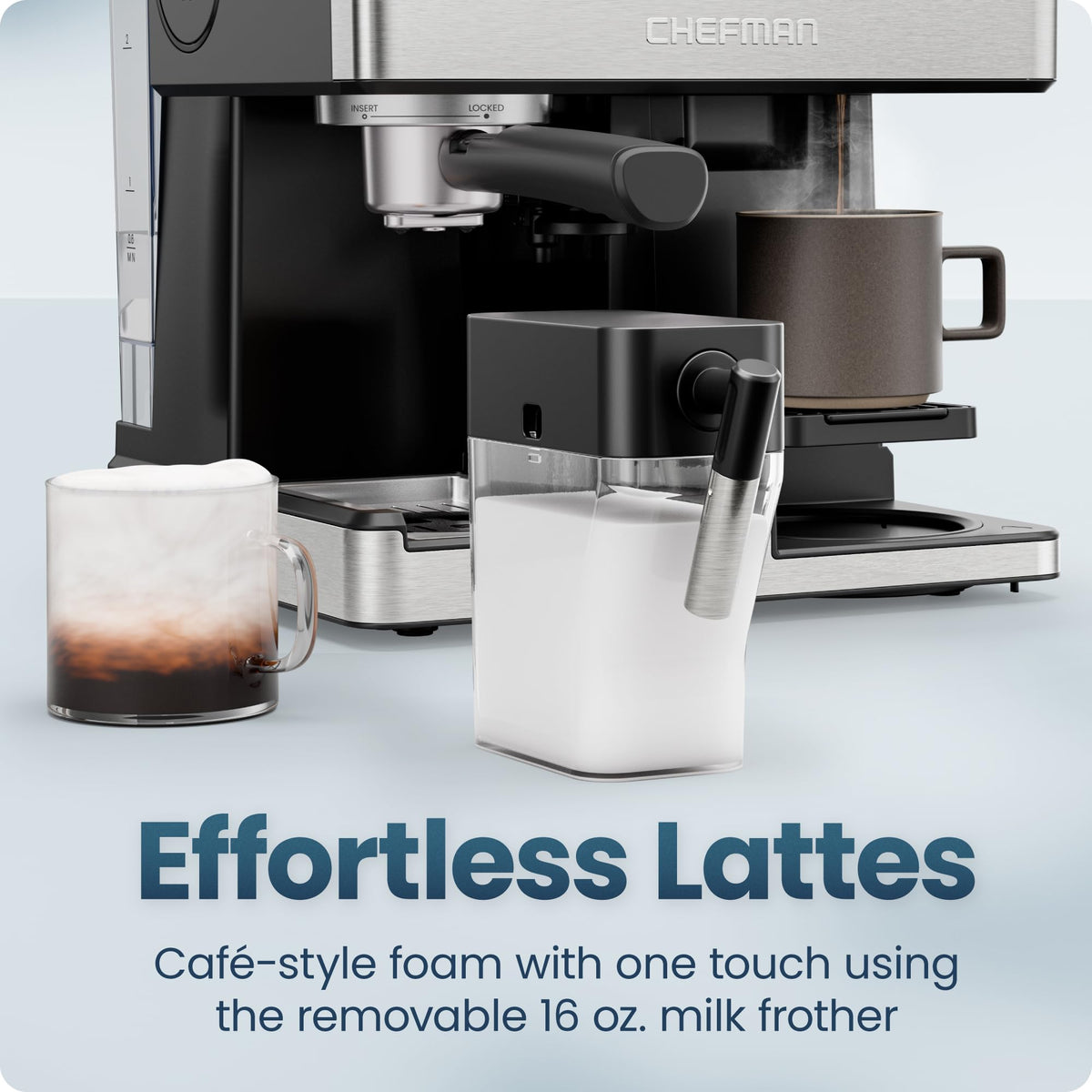 8-in-1 Espresso Machine with Milk Frother, 12-Cup Carafe, Black C1284