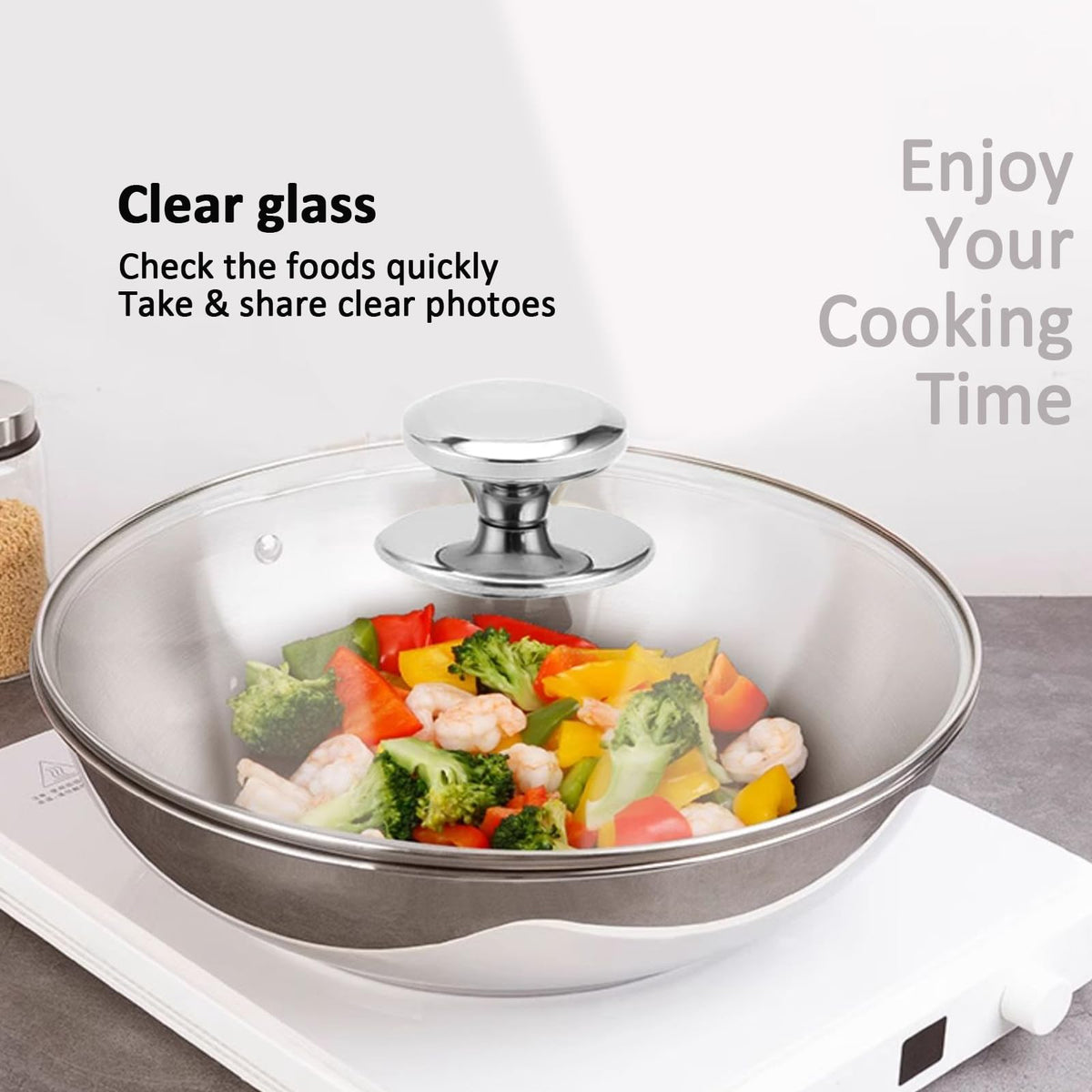 Clear Tempered Glass Lids with Steam Vent Y89159