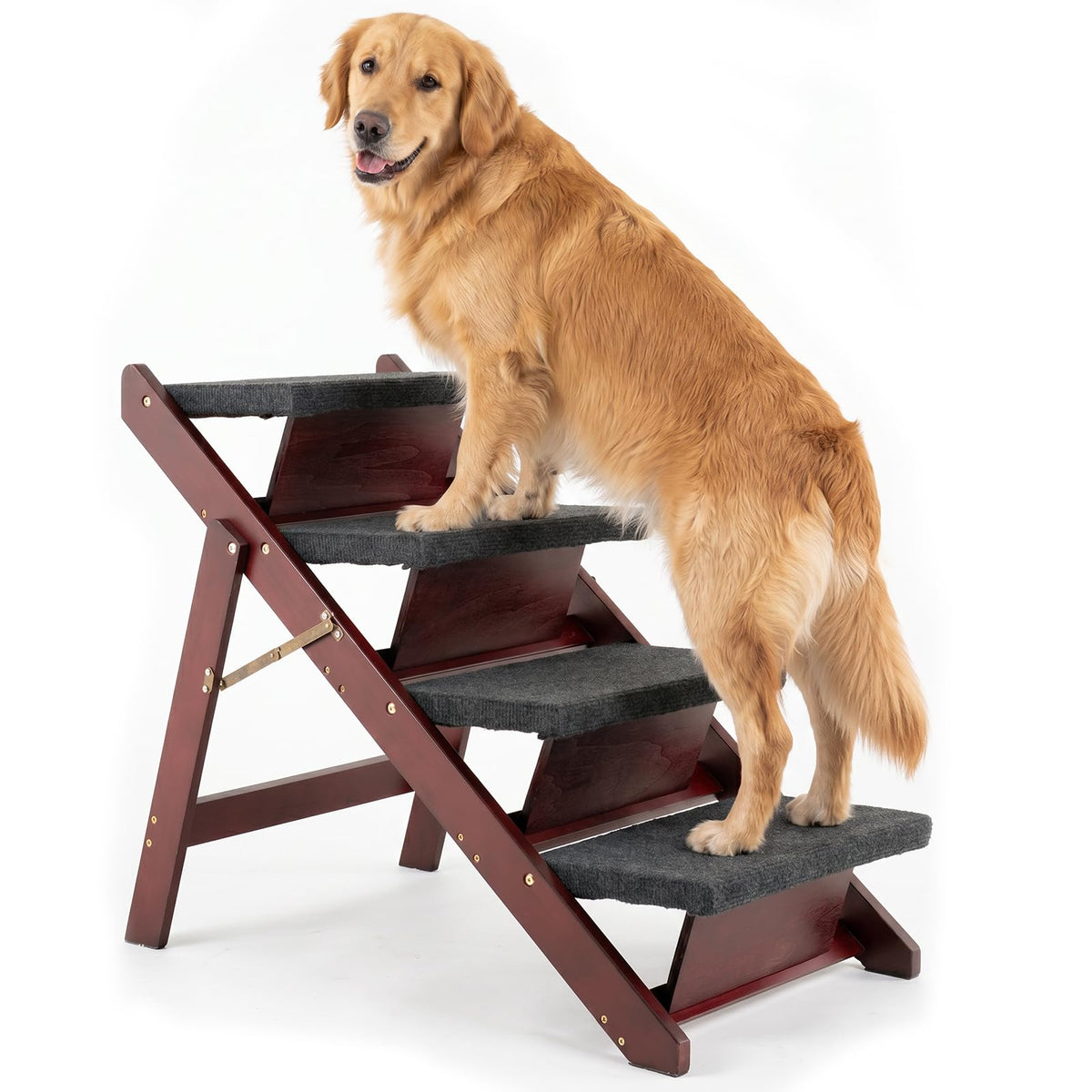 Wooden 4 Step Foldable Pet Stairs Y5533