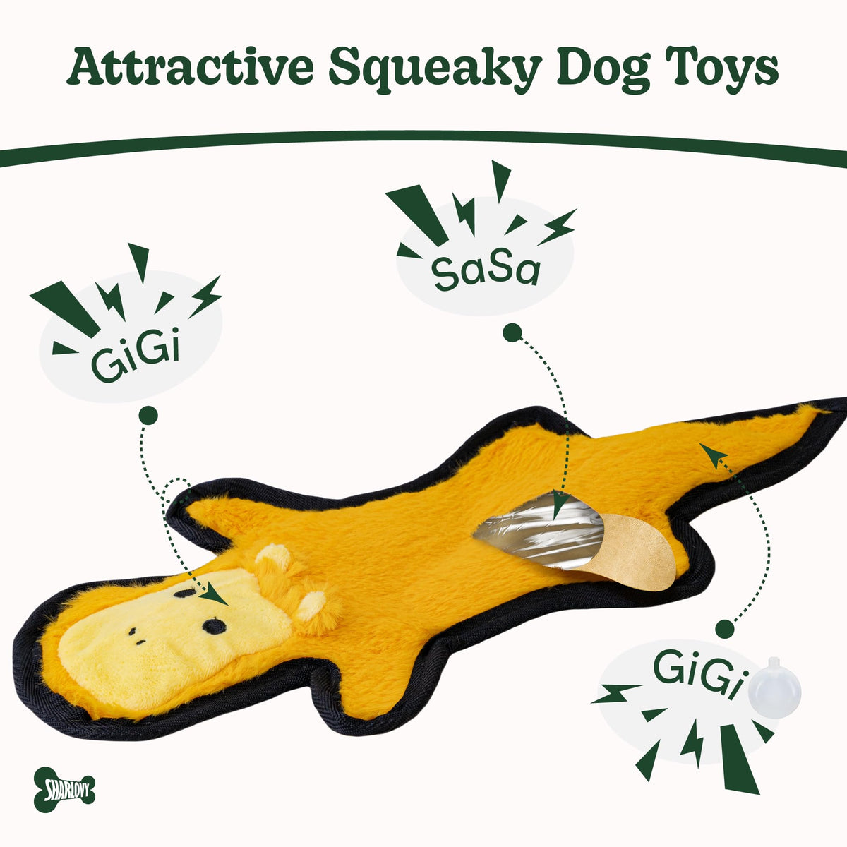 Crinkle Squeaky Plush Dog Toys 5 Pack S3212
