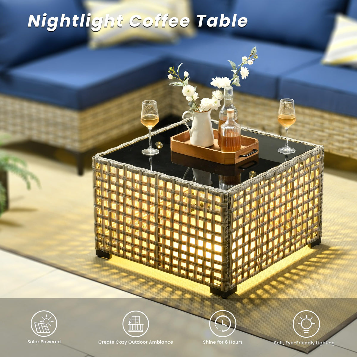 5 PCS Rattan Patio Conversation Set with Coffee Table N359