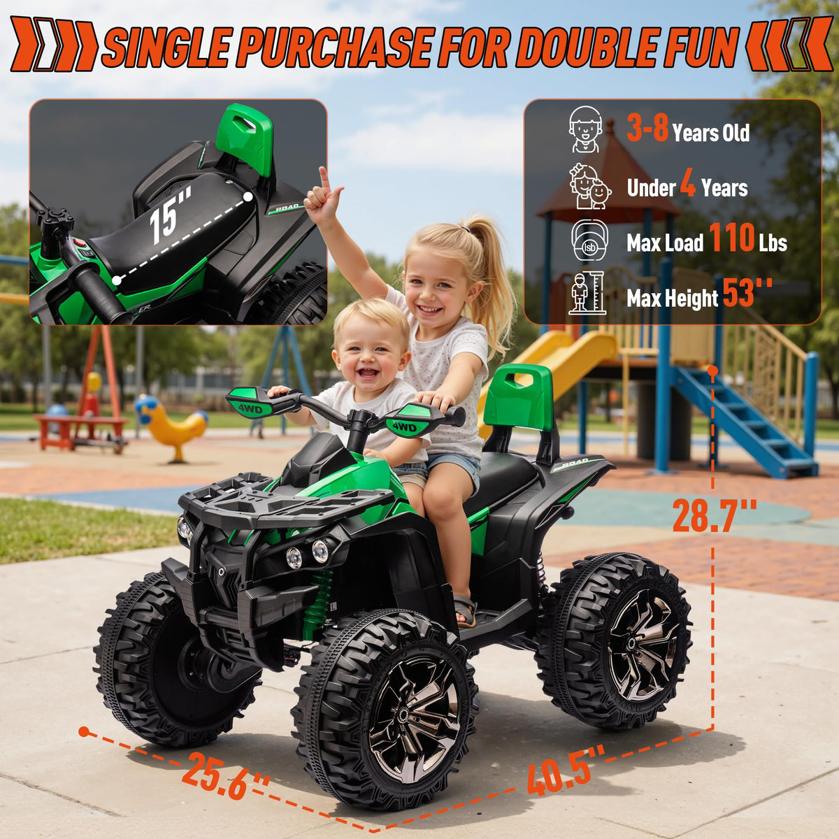 24V Kids ATV 4 Wheeler Green M805433