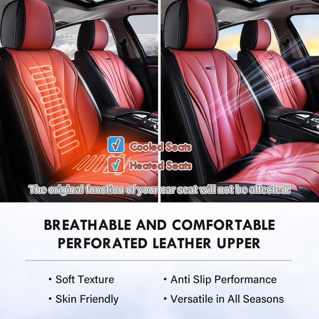 Black Red 2 Pack Leather Car Seat Covers R456358