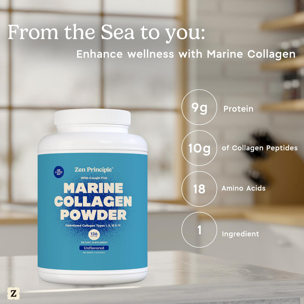 Marine Collagen Peptides Powder 3 lb. Wild-Caught Fish, Non-GMO. Hydrolyzed Types I, II, III & IV Protein. E95268