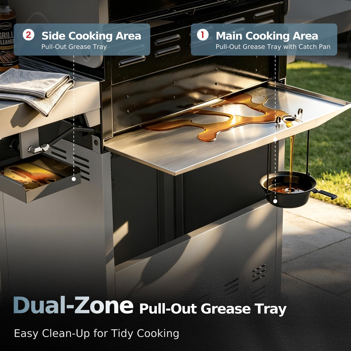 4 Burner Gas Grill with Infrared Side Burner T6442