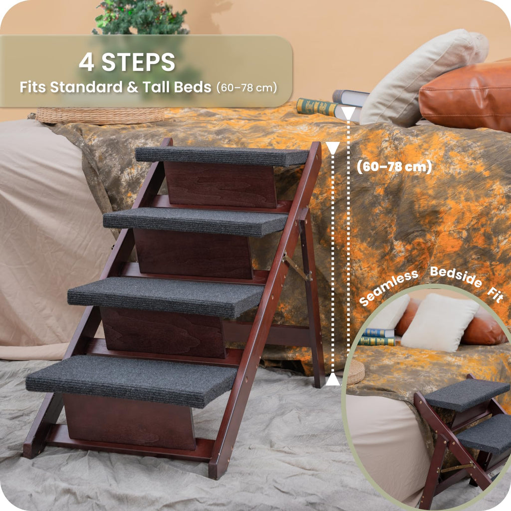 Wooden 4 Step Foldable Pet Stairs Y5533