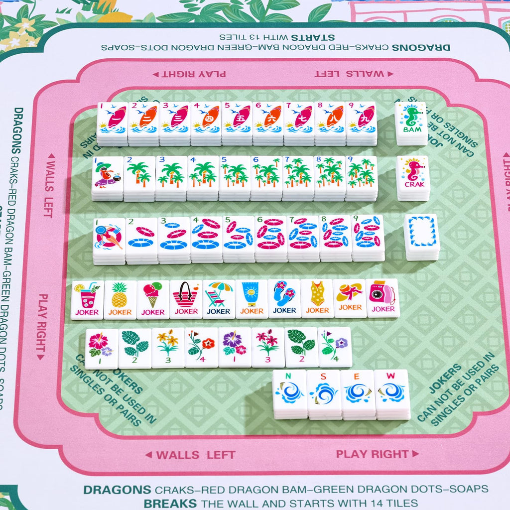 160 Tiles Thin Plastic Mahjong Set with Bag and 4 Racks V36462