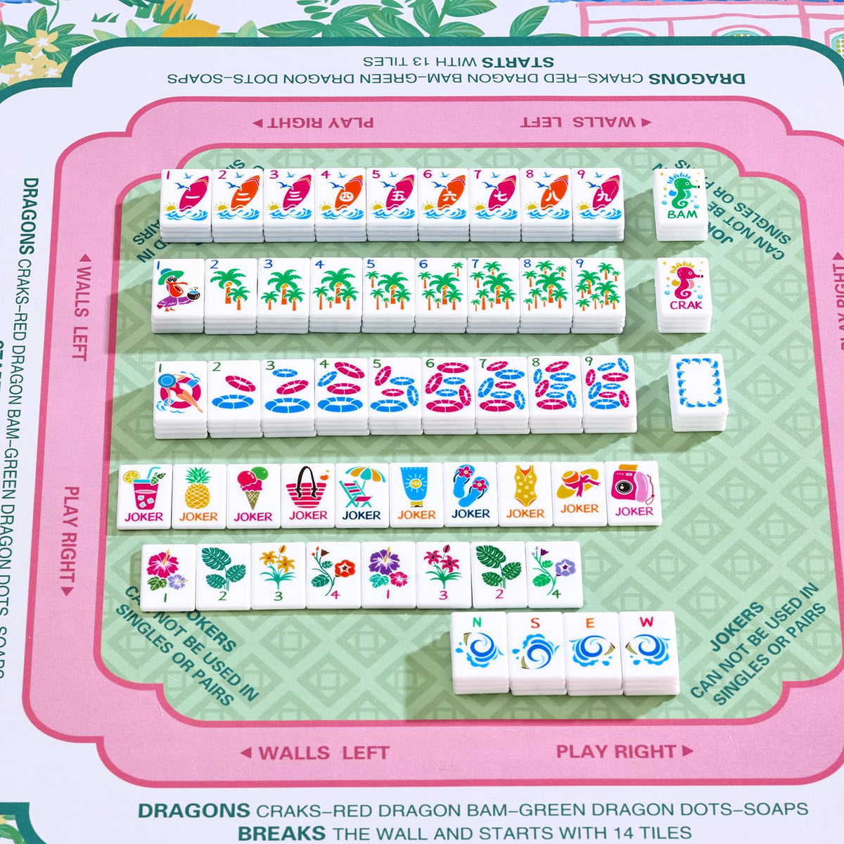 160 Tiles Thin Plastic Mahjong Set with Bag and 4 Racks V36462