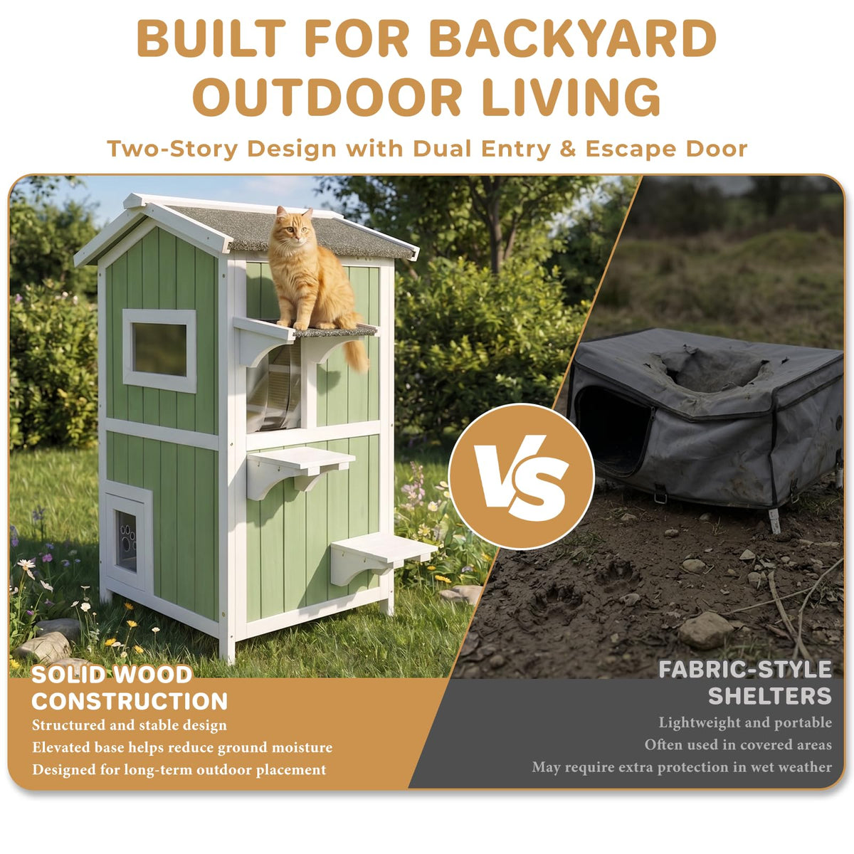 Weatherproof Wooden Outdoor Cat House Q8294