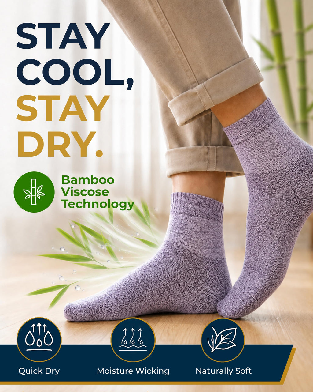 Bamboo Viscose Ankle Diabetic Socks 6 Pairs H838
