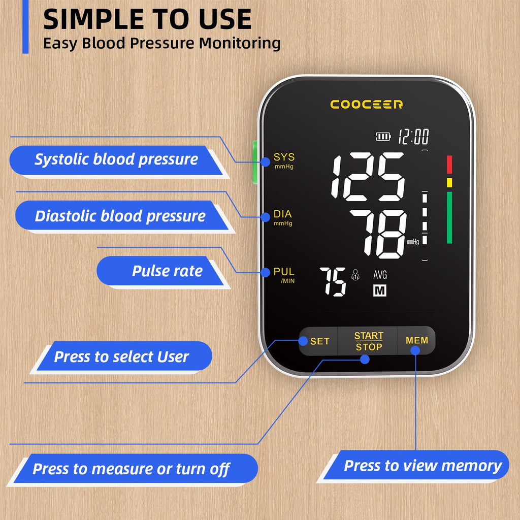 Automatic Upper Arm Blood Pressure Monitor with Adjustable Cuff G90764