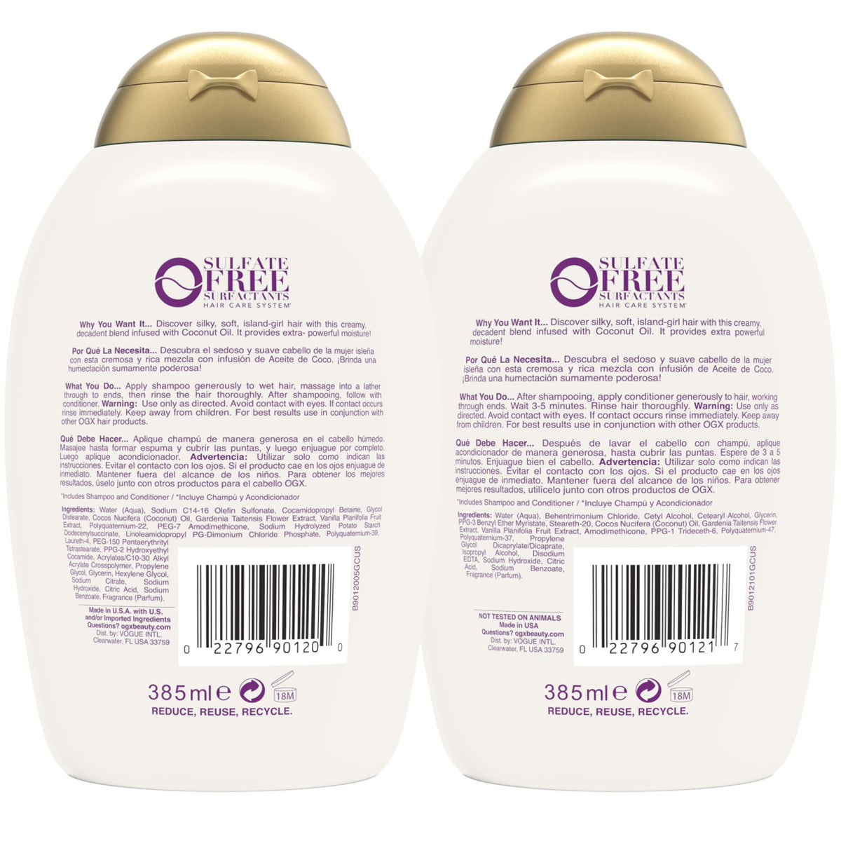 Coconut Oil Shampoo & Conditioner Set Z201