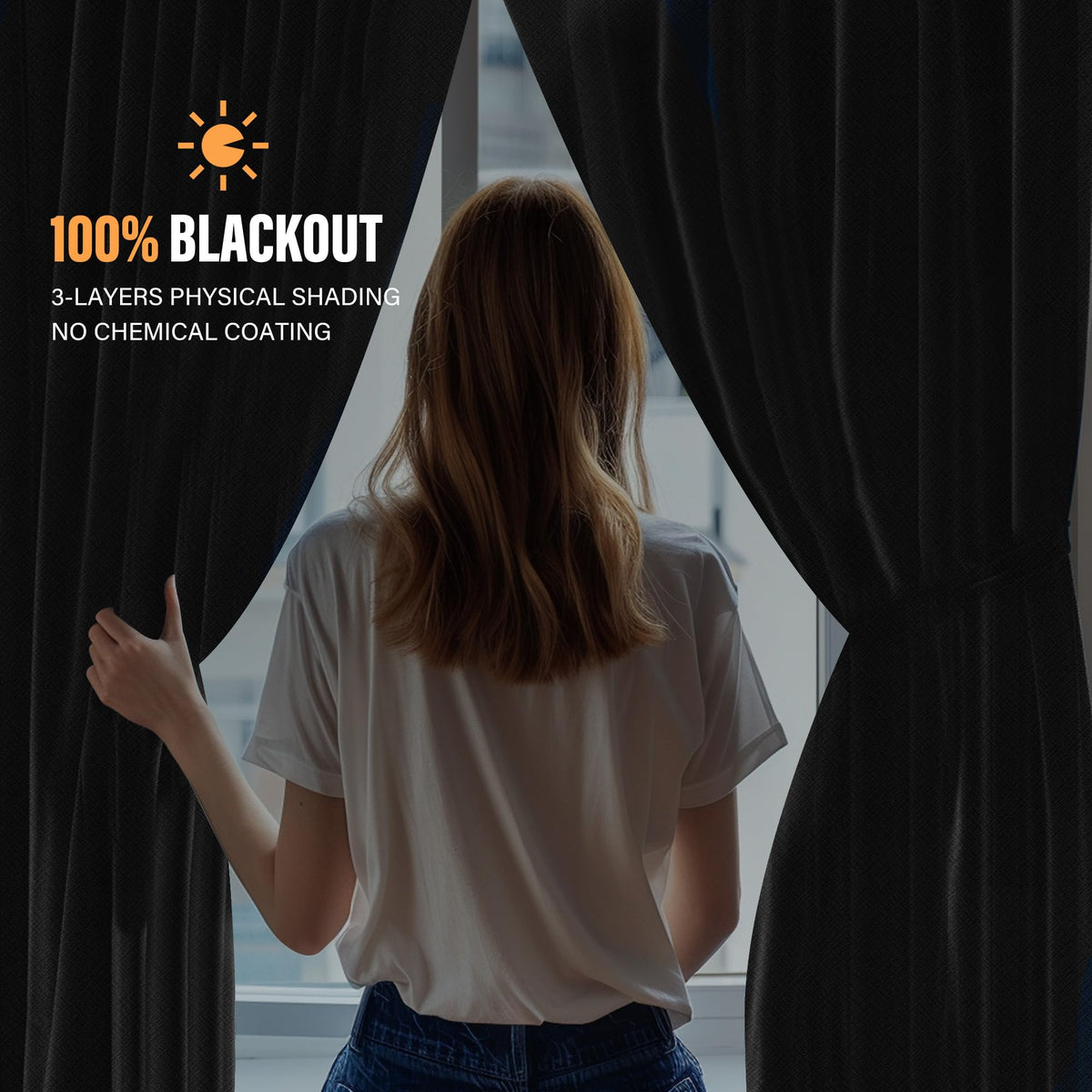 Blackout Room Divider Curtains with Ceiling Tracks Set D56396