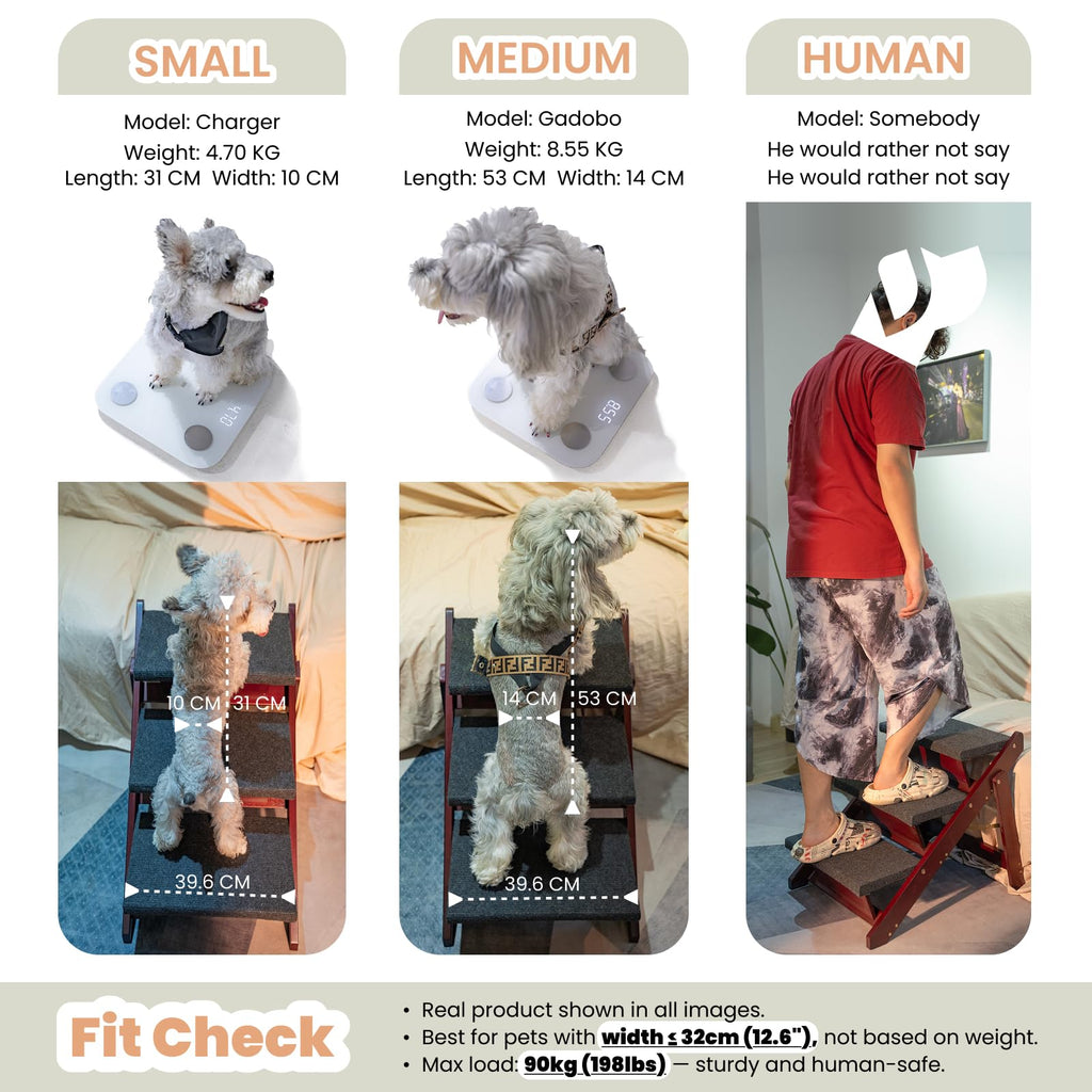 Wooden 4 Step Foldable Pet Stairs Y5533